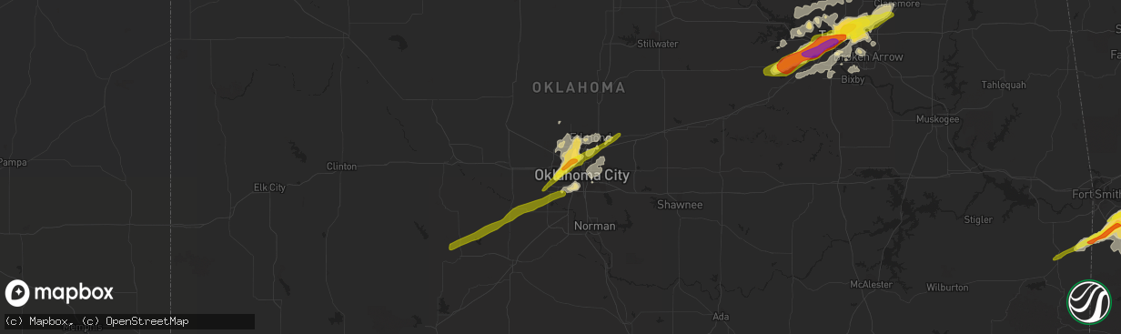 Hail map in Bethany, OK on April 22, 2020