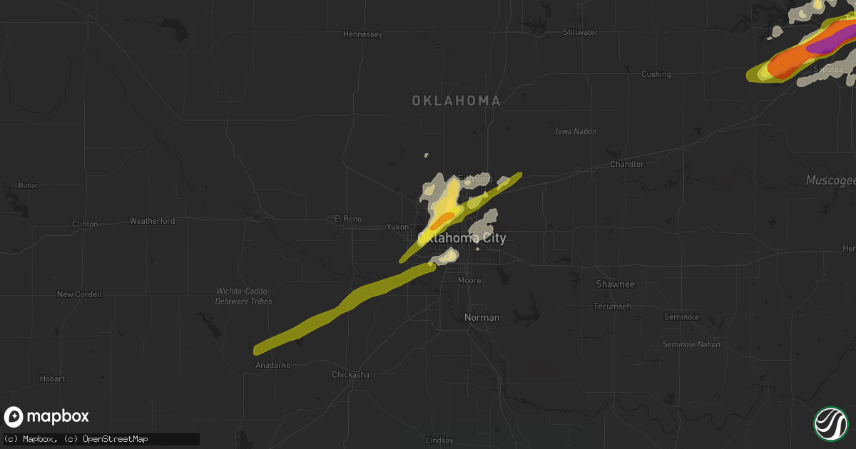 Hail map in Bethany, OK on April 22, 2020