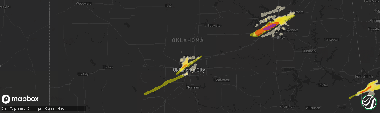 Hail map in Edmond, OK on April 22, 2020