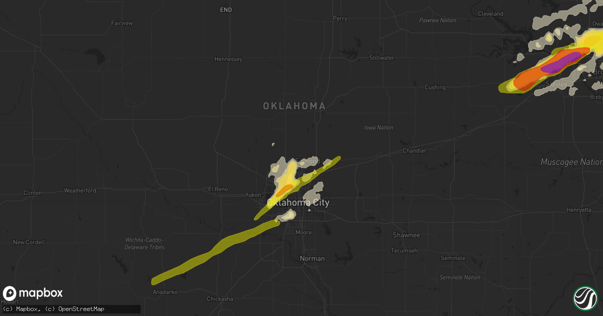 Hail map in Edmond, OK on April 22, 2020