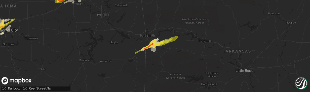 Hail map in Greenwood, AR on April 22, 2020