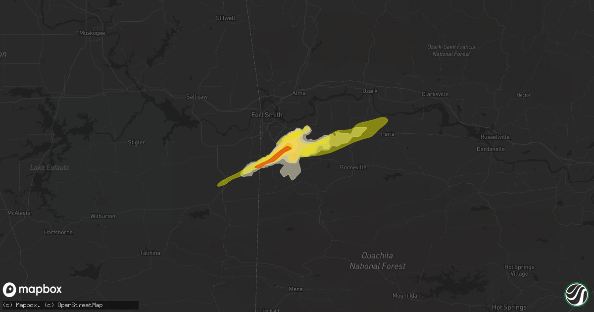 Hail map in Greenwood, AR on April 22, 2020