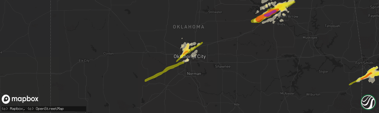 Hail map in Oklahoma City, OK on April 22, 2020