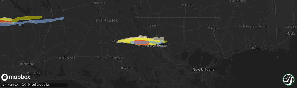 Hail map in Port Allen, LA on April 22, 2020