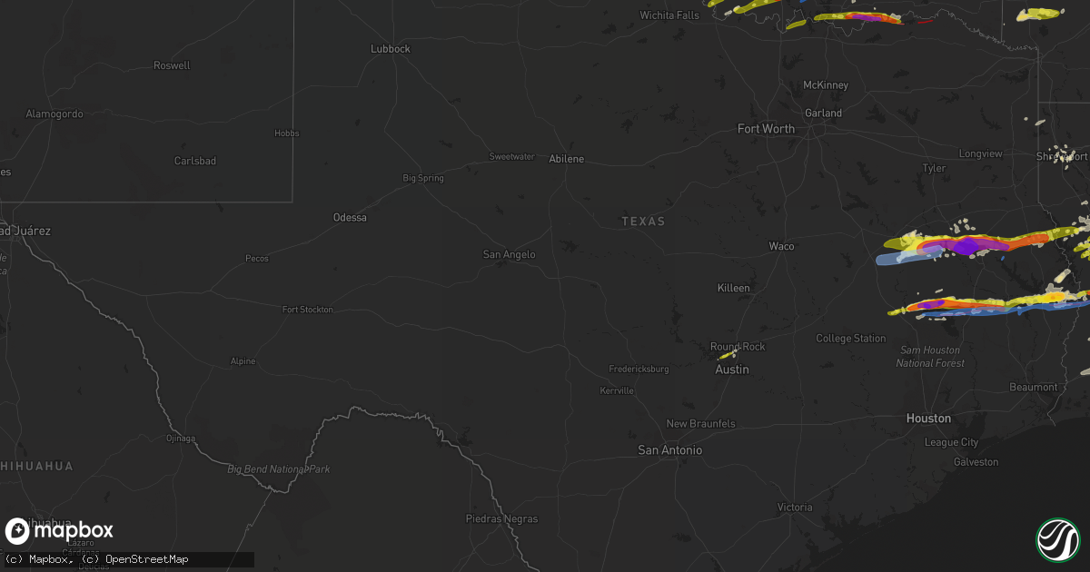 Hail map in Texas on April 22, 2020