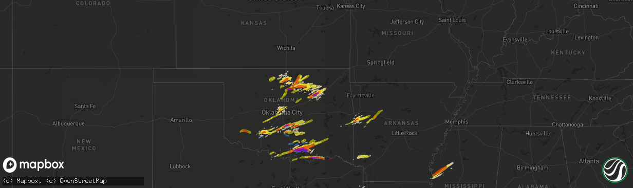 Hail map on April 22, 2020