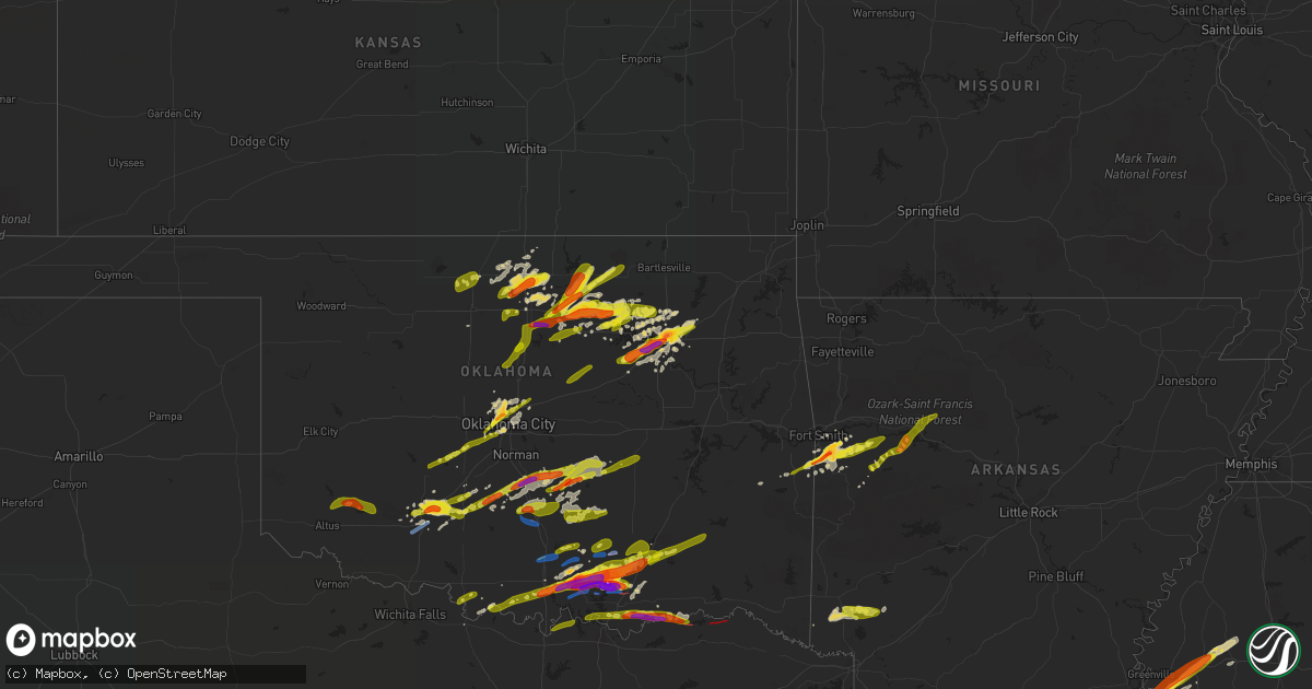 Hail map on April 22, 2020
