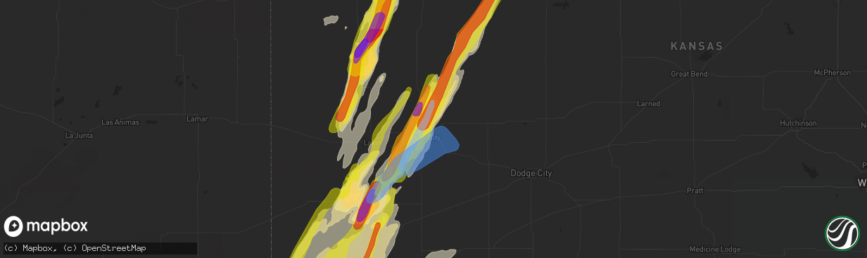 Hail map in Garden City, KS on April 22, 2022