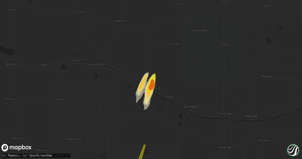 Hail map in Gothenburg, NE on April 22, 2022