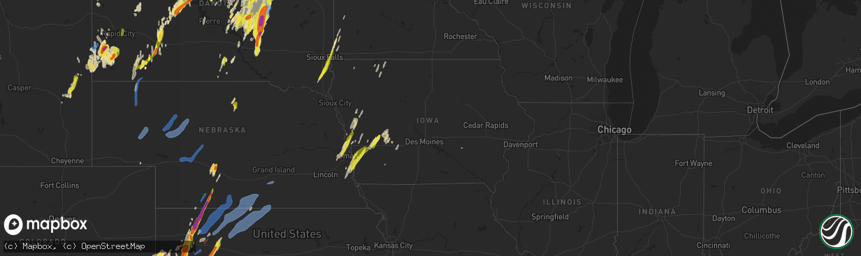 Hail map in Iowa on April 22, 2022