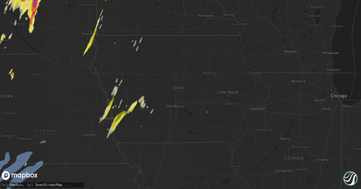 Hail map in Iowa on April 22, 2022