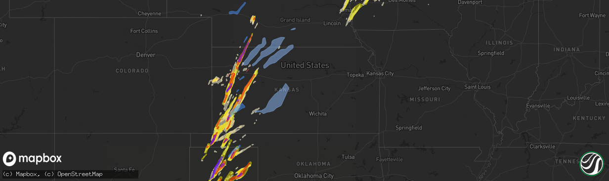 Hail map in Kansas on April 22, 2022