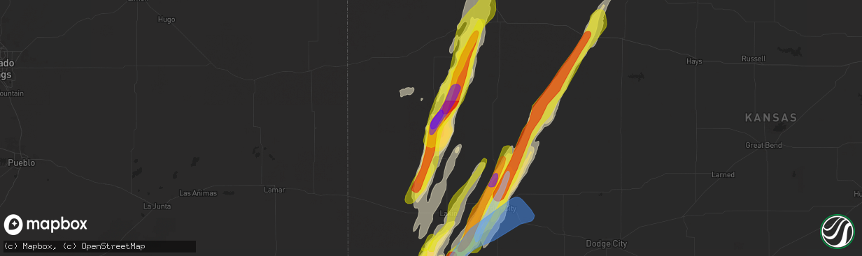 Hail map in Leoti, KS on April 22, 2022