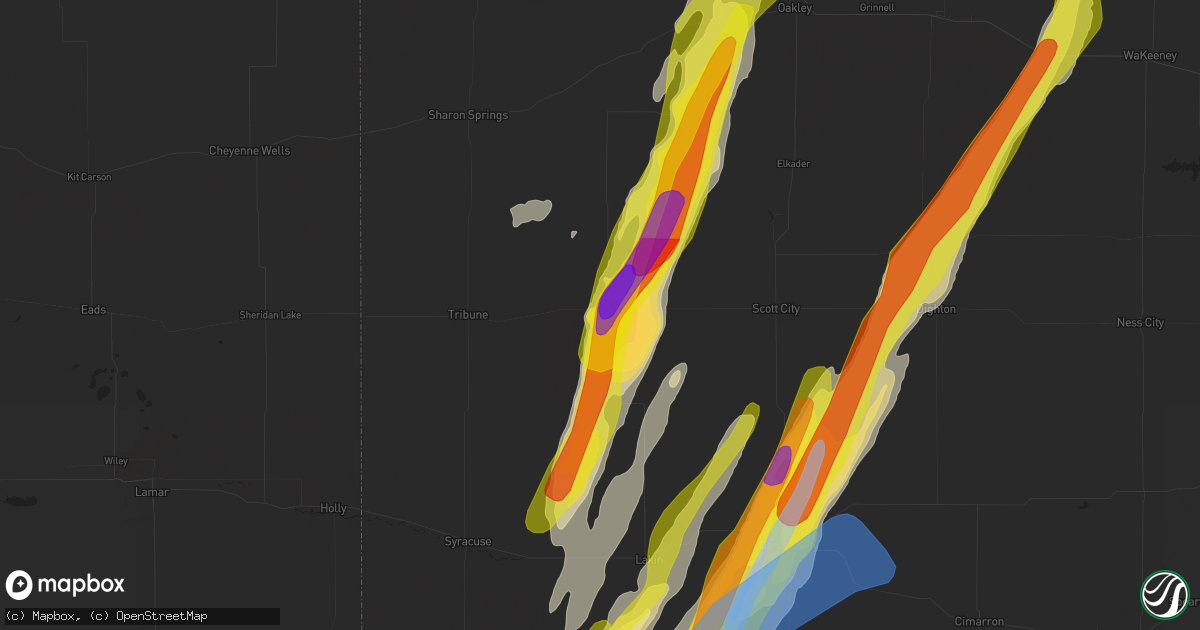 Hail map in Leoti, KS on April 22, 2022