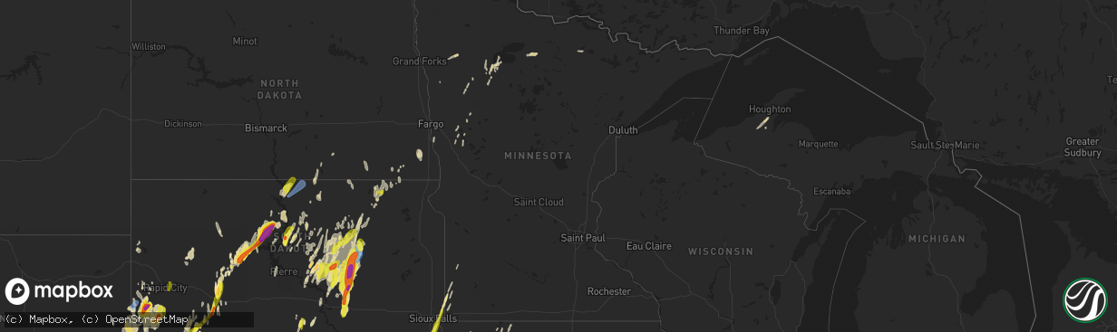 Hail map in Minnesota on April 22, 2022