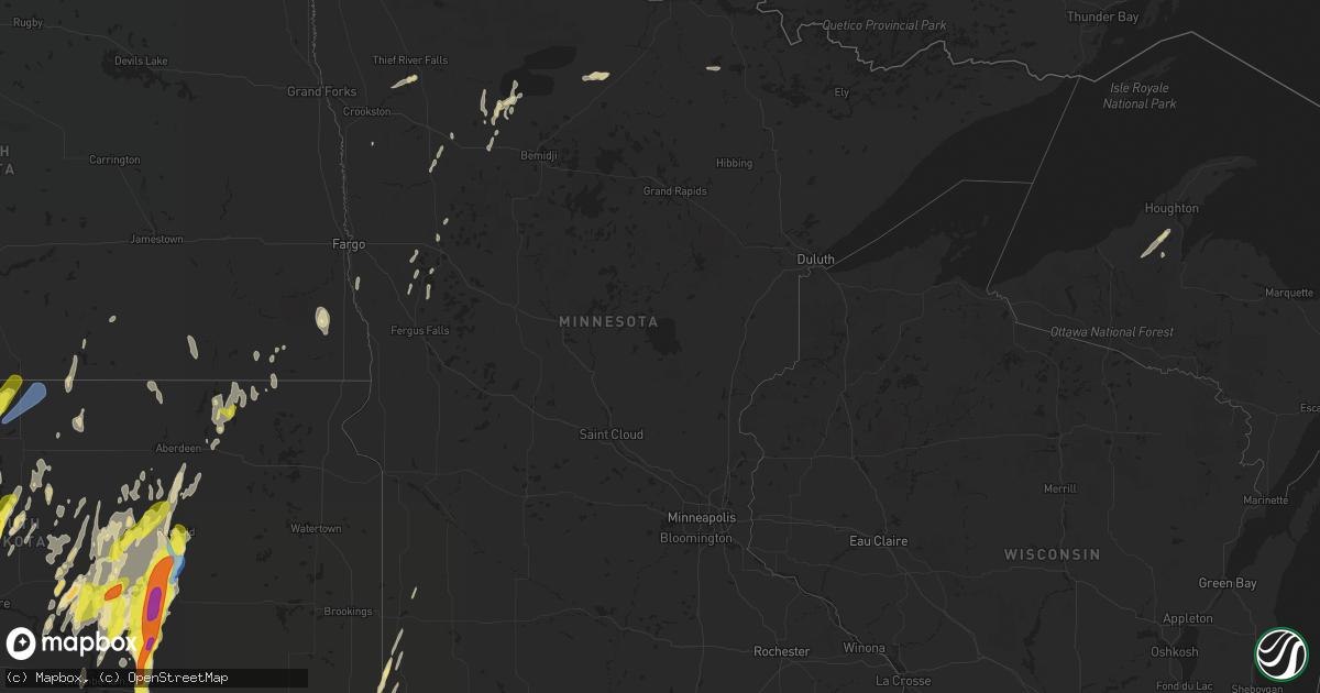 Hail map in Minnesota on April 22, 2022