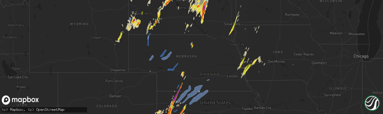 Hail map in Nebraska on April 22, 2022