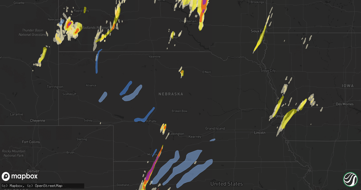 Hail map in Nebraska on April 22, 2022