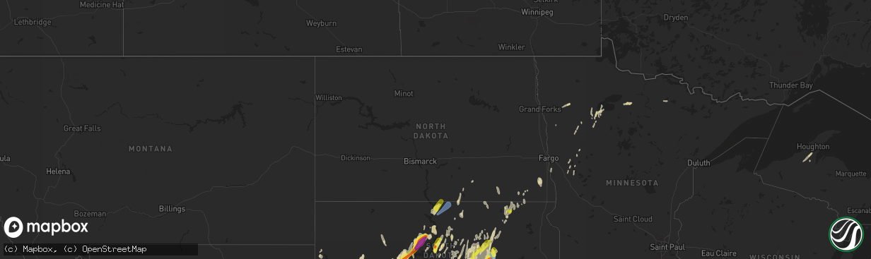 Hail map in North Dakota on April 22, 2022