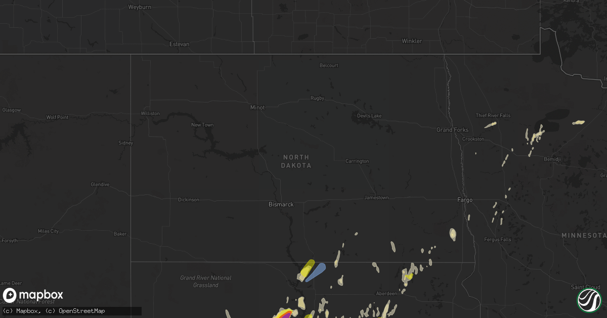 Hail map in North Dakota on April 22, 2022