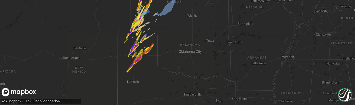 Hail map in Oklahoma on April 22, 2022