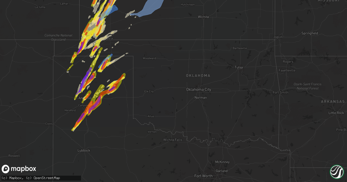 Hail map in Oklahoma on April 22, 2022