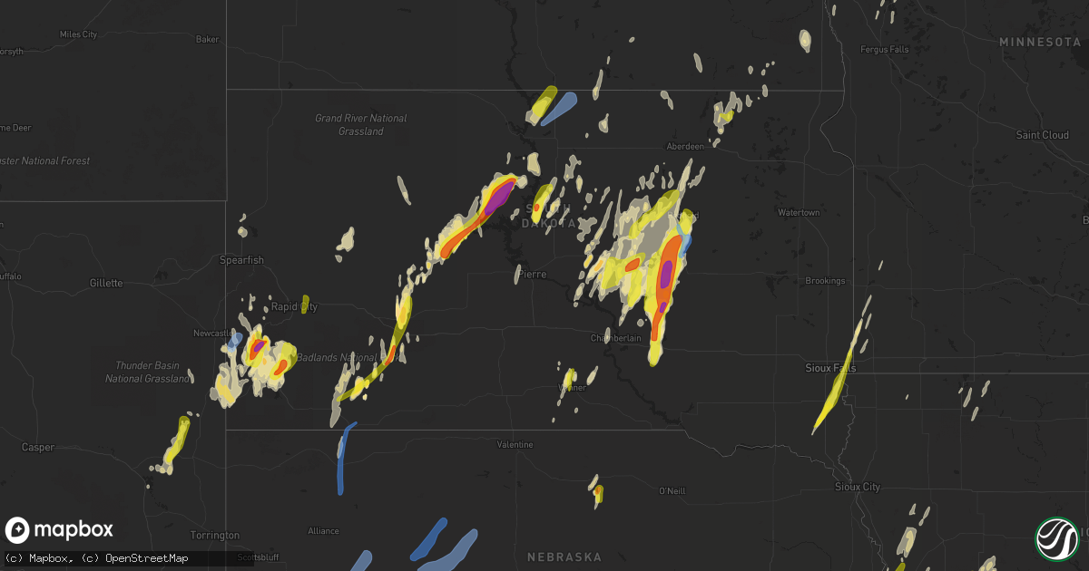 Hail map in South Dakota on April 22, 2022