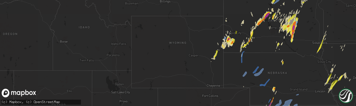 Hail map in Wyoming on April 22, 2022