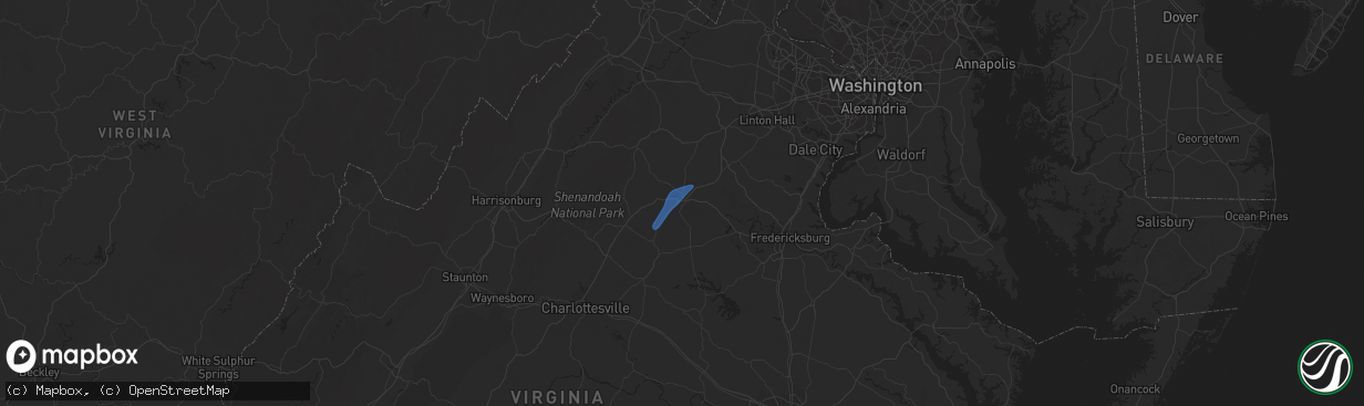 Hail map in Culpeper, VA on April 22, 2023