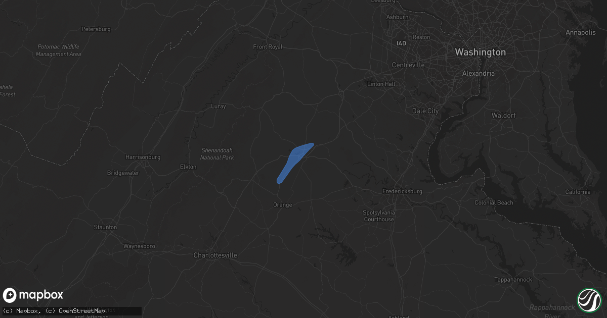 Hail map in Culpeper, VA on April 22, 2023