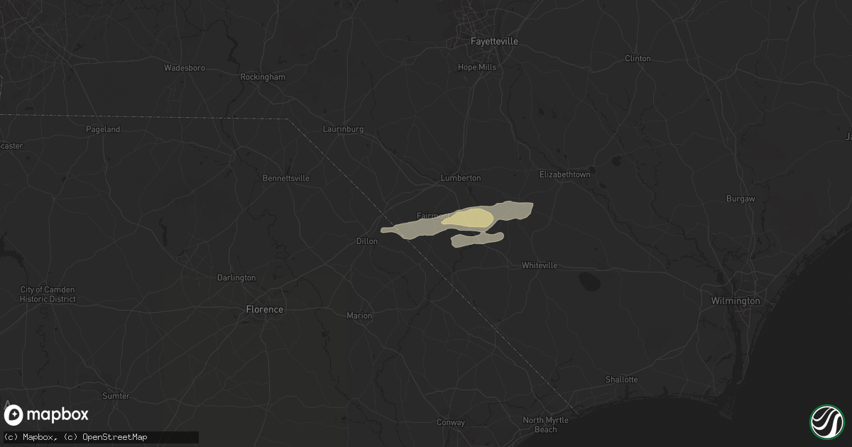Hail map in Fairmont, NC on April 22, 2023