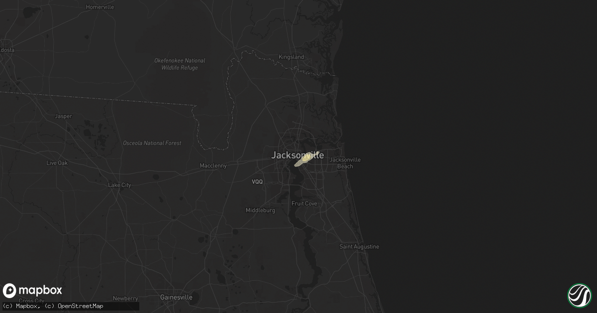 Hail map in Jacksonville, FL on April 22, 2023