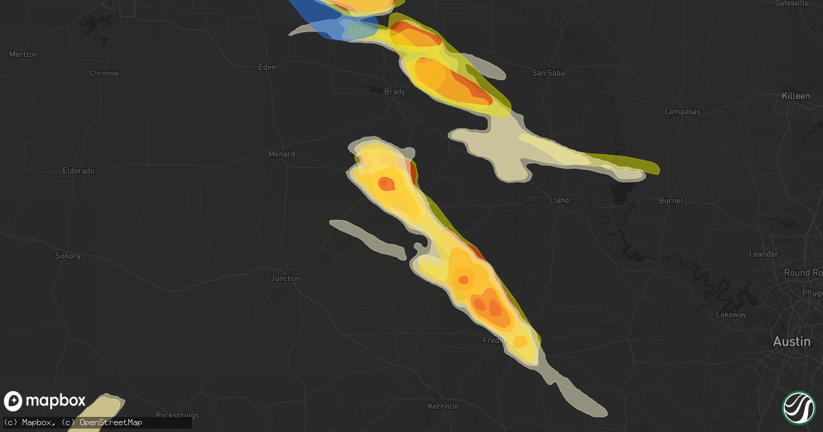 Hail map in Mason, TX on April 22, 2023