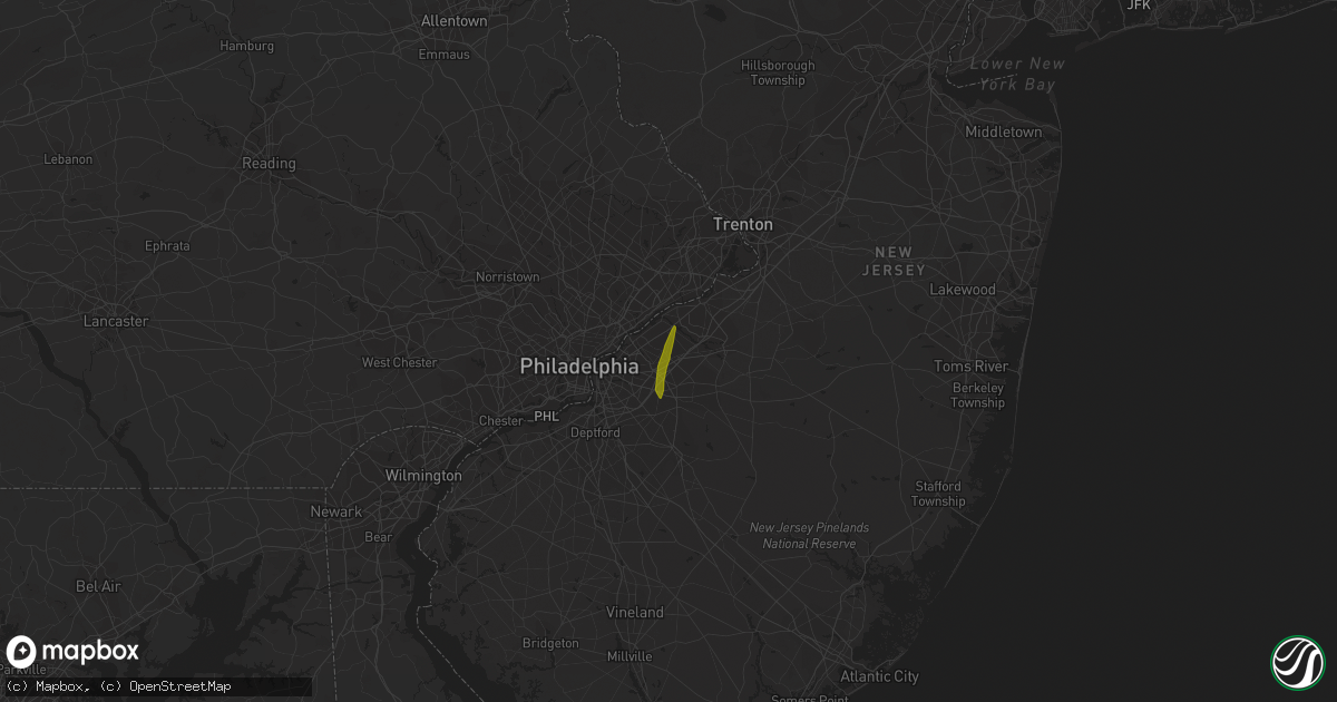 Hail map in Moorestown, NJ on April 22, 2023