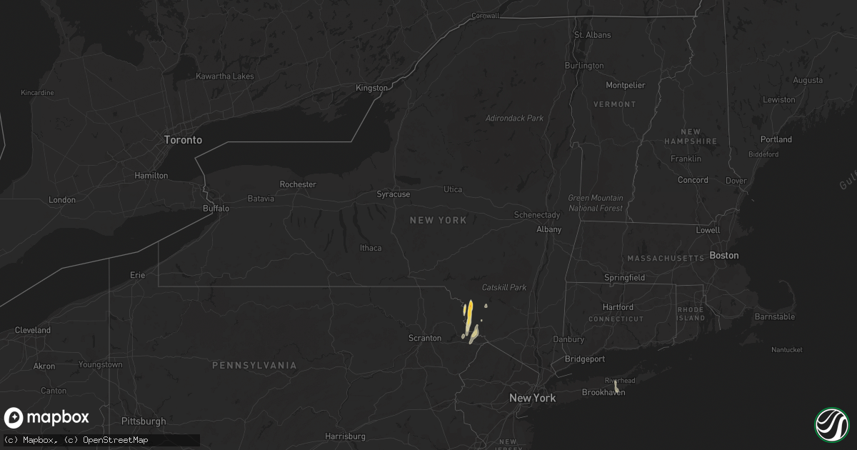 Hail map in New York on April 22, 2023