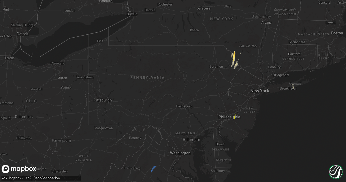 Hail map in Pennsylvania on April 22, 2023