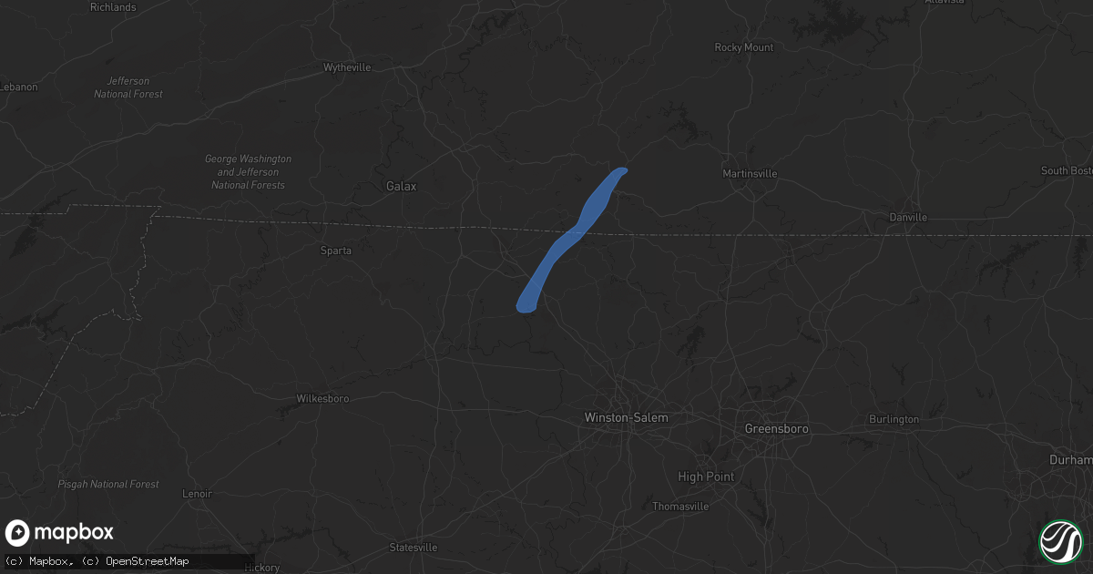Hail map in Pilot Mountain, NC on April 22, 2023