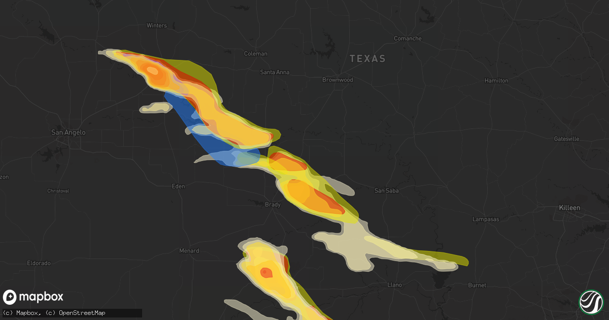 Hail map in Rochelle, TX on April 22, 2023