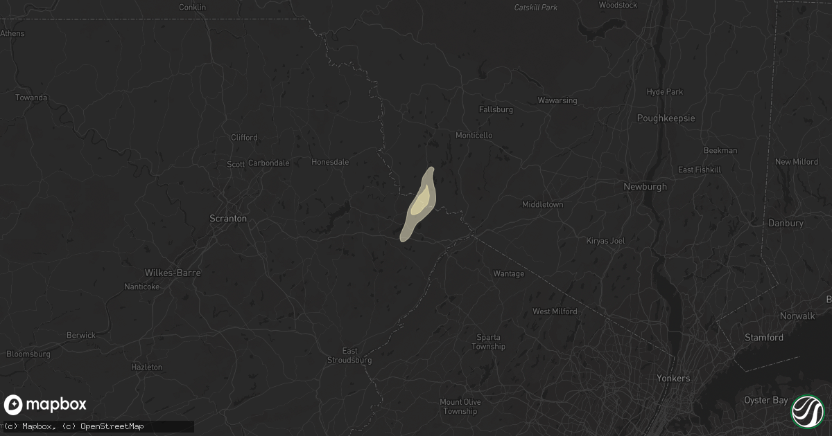Hail map in Shohola, PA on April 22, 2023