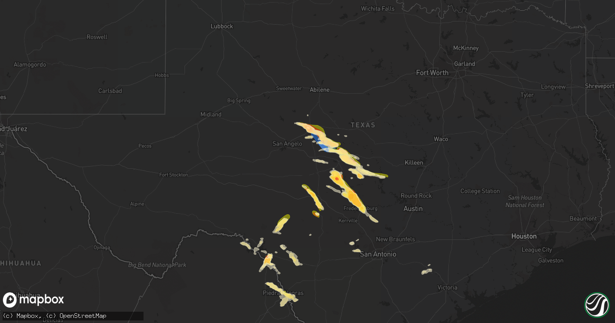 Hail map in Texas on April 22, 2023