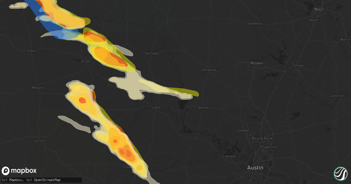 Hail map in Tow, TX on April 22, 2023