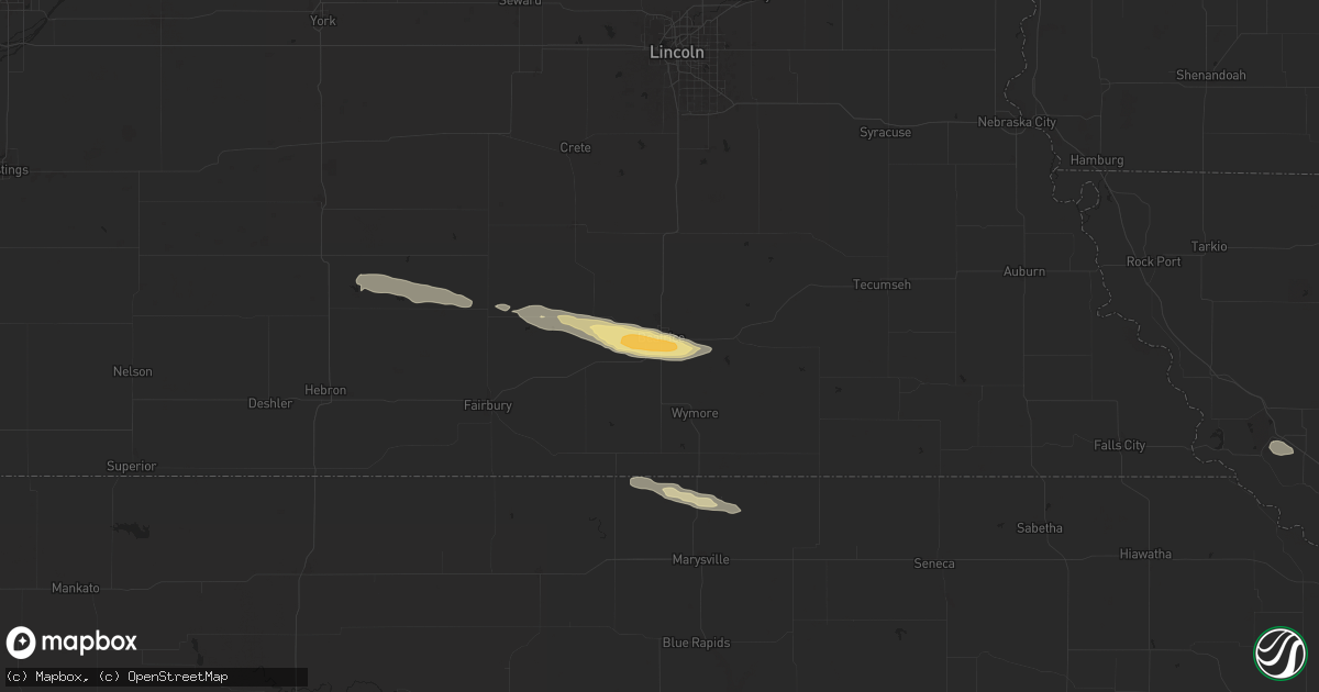 Hail map in Beatrice, NE on April 22, 2024