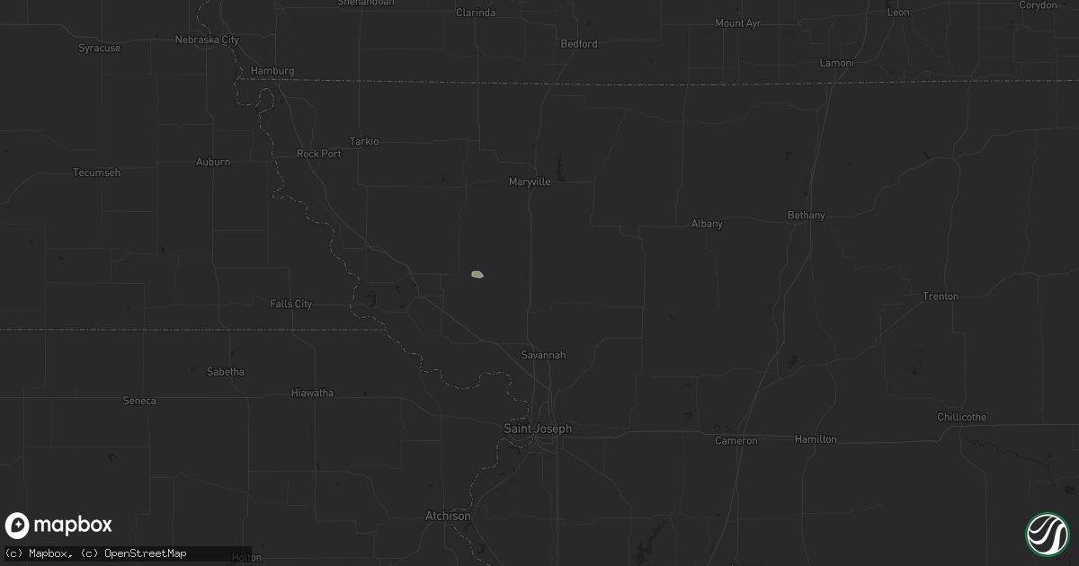 Hail map in Bolckow, MO on April 22, 2024