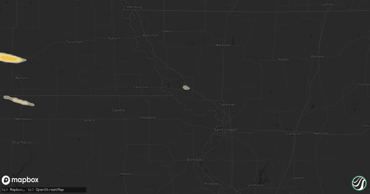 Hail map in Forest City, MO on April 22, 2024