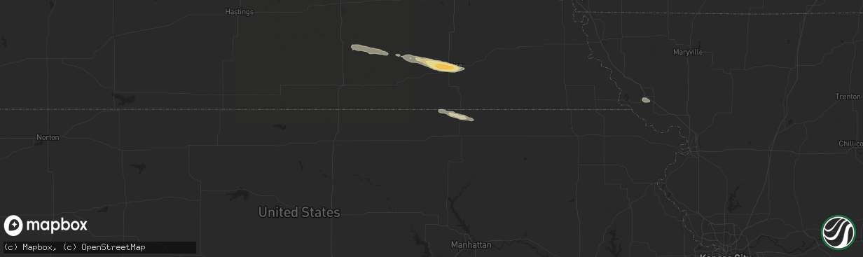 Hail map in Hanover, KS on April 22, 2024