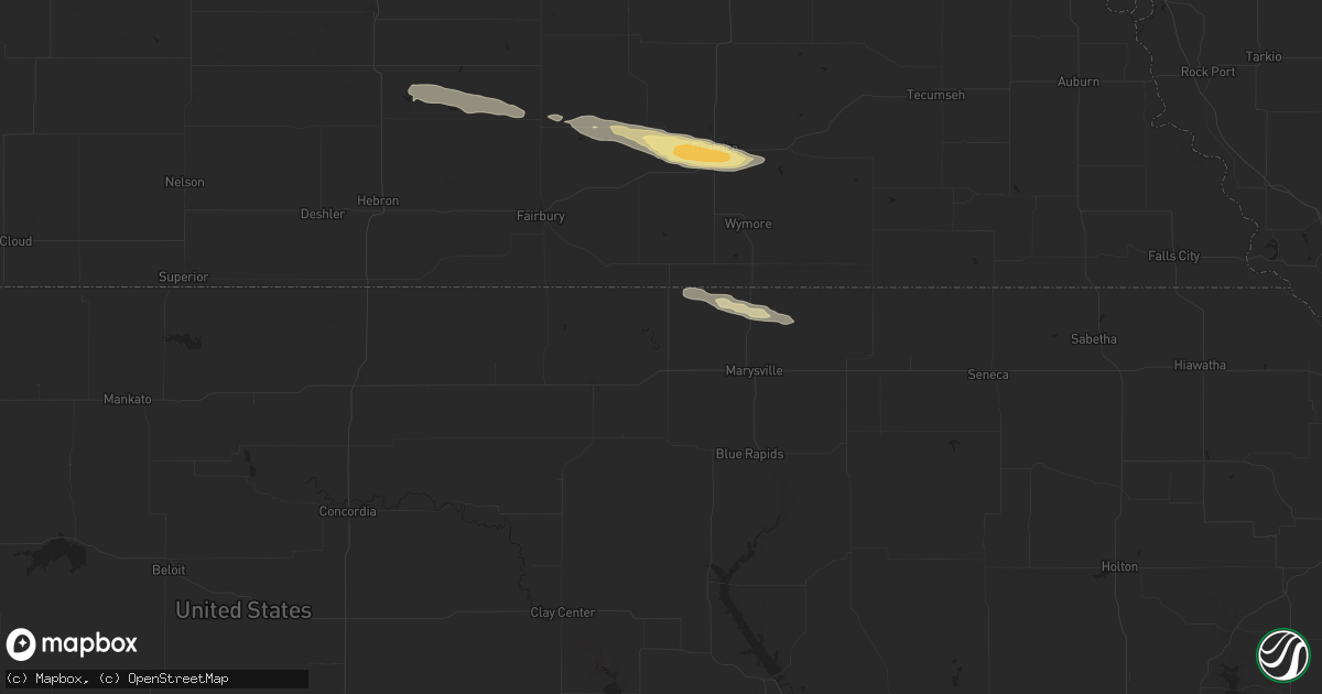 Hail map in Hanover, KS on April 22, 2024