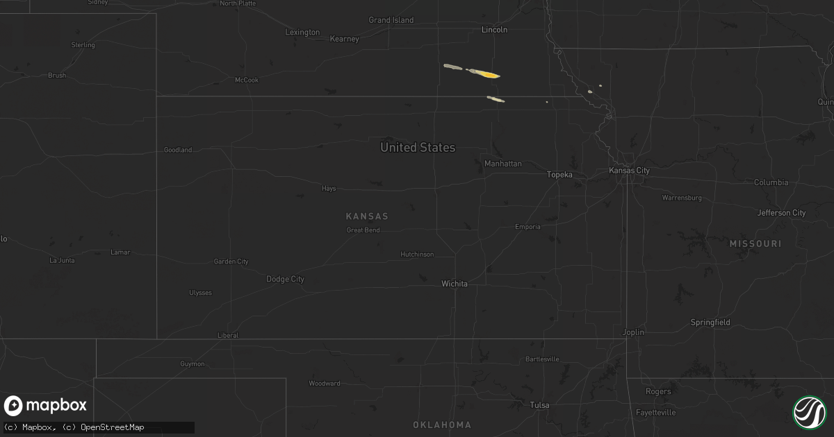 Hail map in Kansas on April 22, 2024