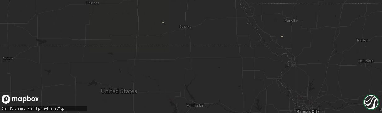 Hail map in Marysville, KS on April 22, 2024