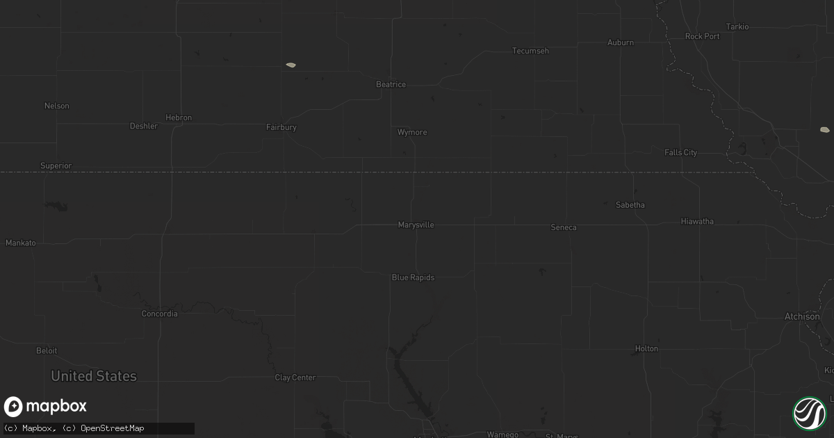 Hail map in Marysville, KS on April 22, 2024