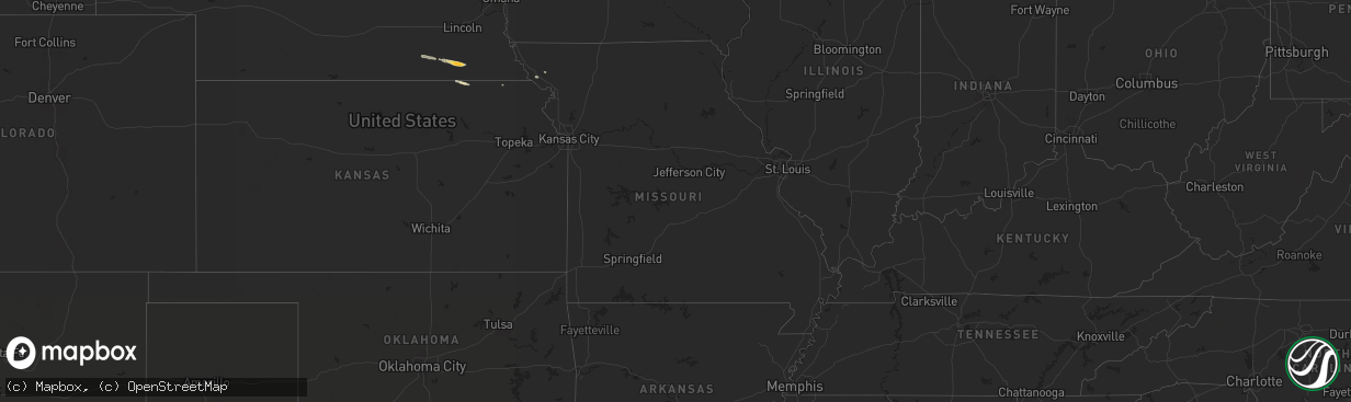 Hail map in Missouri on April 22, 2024